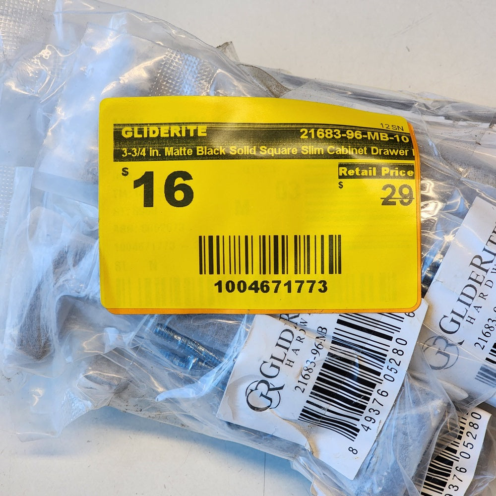 3-3/4 in. Matte Black Solid Square Slim Cabinet Drawer Bar Pulls (10-Pack) (21683-96-MB-10) 3-3/4 in. Matte Black Solid Square Slim Cabinet Drawer Bar Pulls (10-Pack) (21683-96-MB-10)